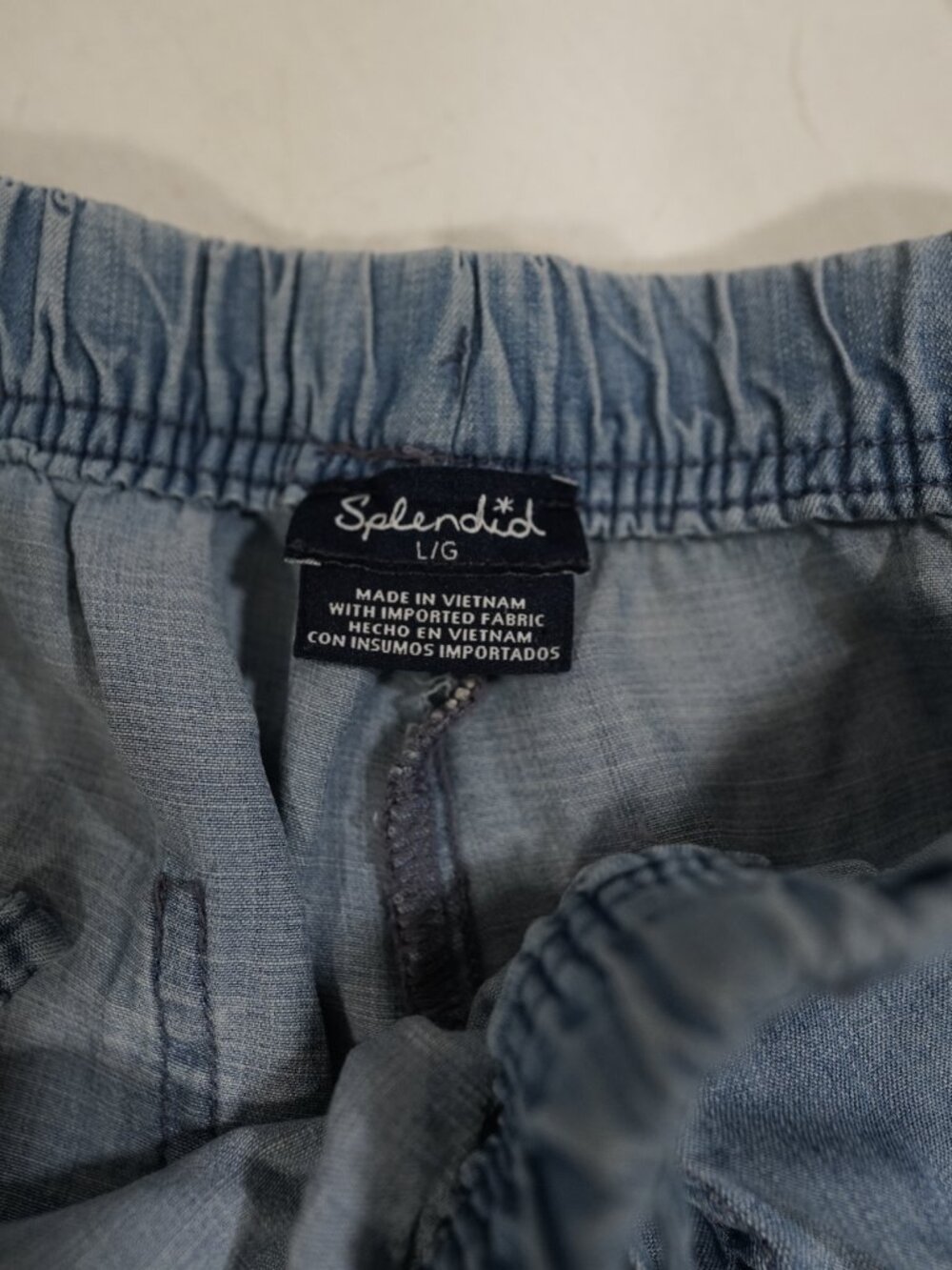 Splendid Lyocell Chambray Pull On Crop Pants L Coastal Grandmother Minimalist - Picture 4 of 7
